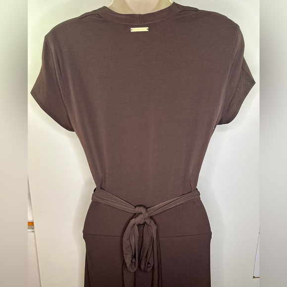 MICHAEL Michael Kors Brown Midi Hi Low Cap Sleeve Slinky Wrap Dress size 2 - Picture 6 of 9
